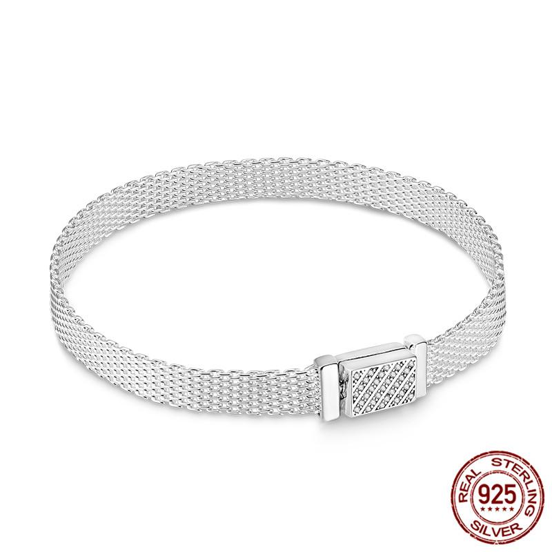 Armbånd 925 Sølv & Rosegull Kubisk Zirkonia Lås Refleksjon Armbånd for Kvinner Armbånd Sølvsmykker