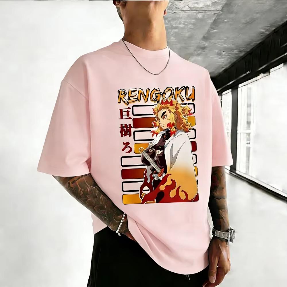 Unisex Pure Cotton Tshirt  Demon Slayer  Summer 2026 Harajuku Style Anime Print Loose Family Shortsleeved Top