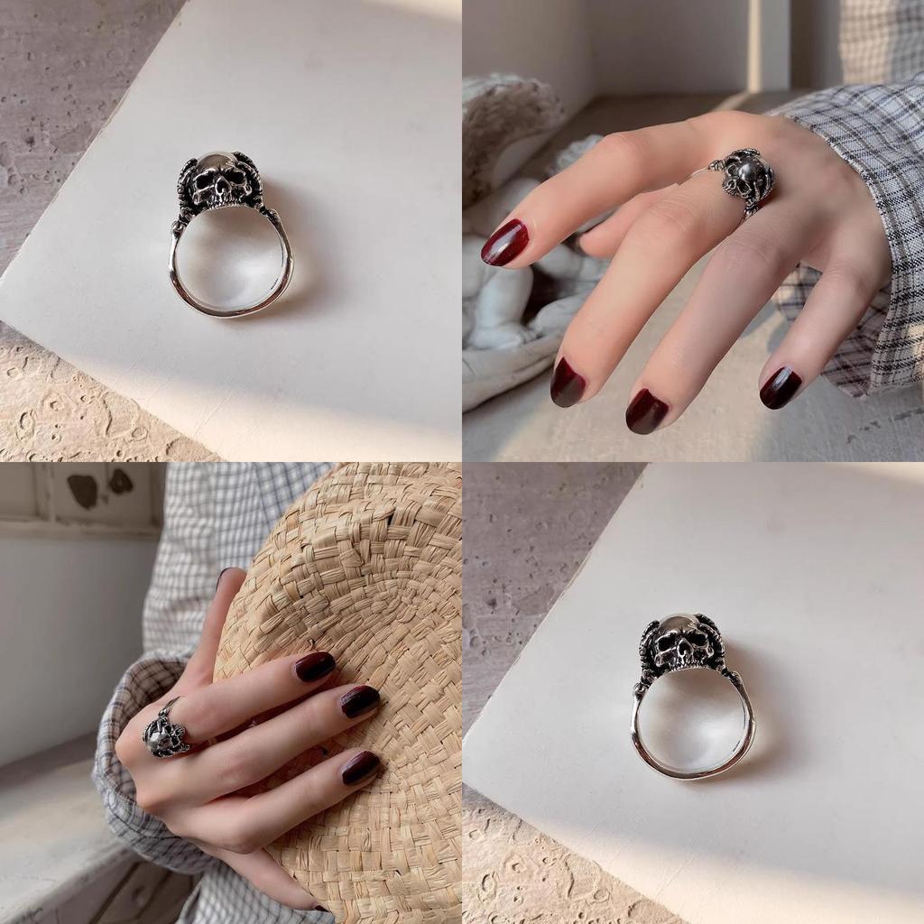 Unique Vintage Design Skull Ring For Women Stylish Adjustable Copper Jewelry
