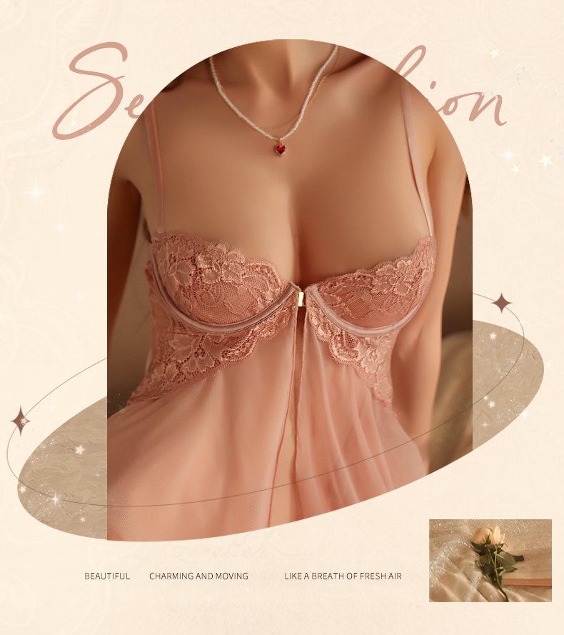 Man Yan Lace Underwire Push-Up Camisole Nightgown Set