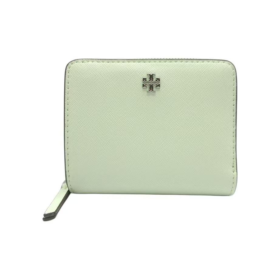 

Tory Burch Metal Logo Zipper Closure Leather Wallet Mini Women Wallets Light-Green 147606-400 Basic Set (Bag+Dust Bag)