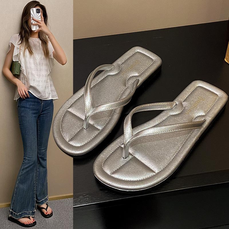 Nowe płaskie klapki do odzieży wierzchniej dla kobiet Proste deski Buty plażowe
