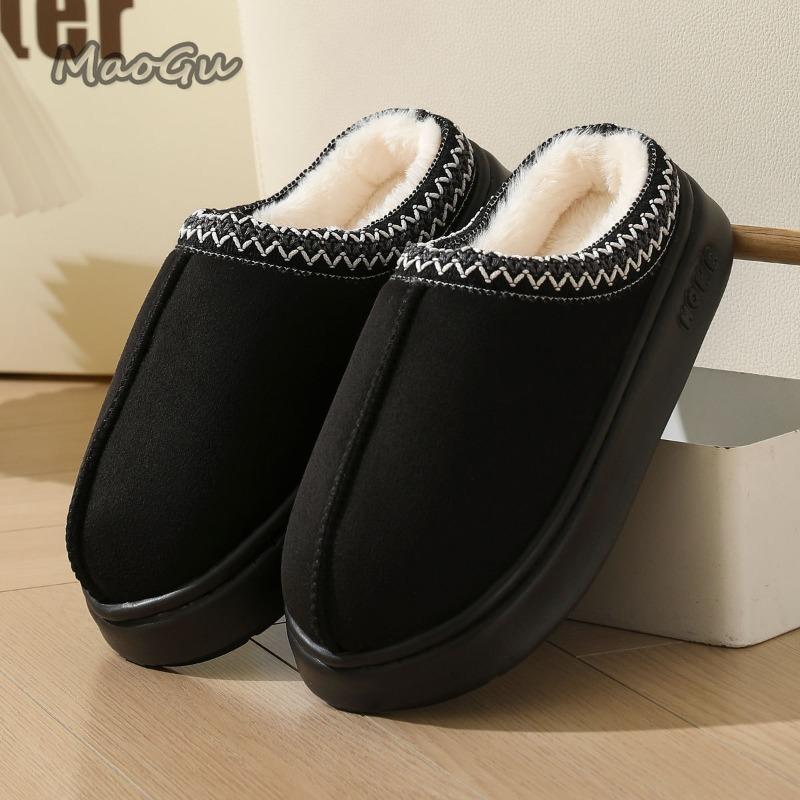 Autumn Winter 2025 Warm Fluffy Woman Slippers Soft Bottom Thick Plush Women Casual Platform House Indoor Cotton Shoes Slides