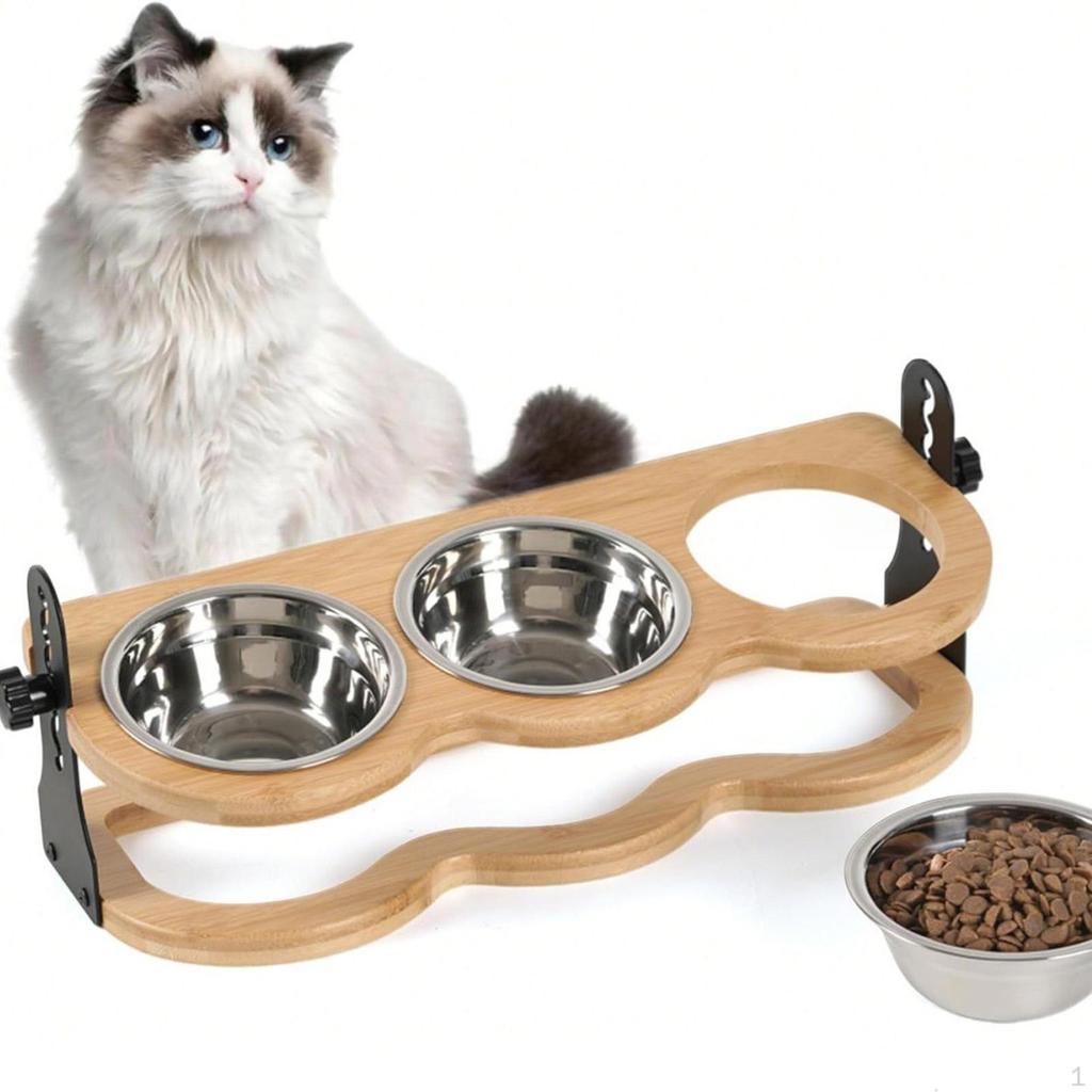 Cat Feeding Bowl with 3 Bowls Raised Feeder Elevated Pet for Indoor Cats Puppy