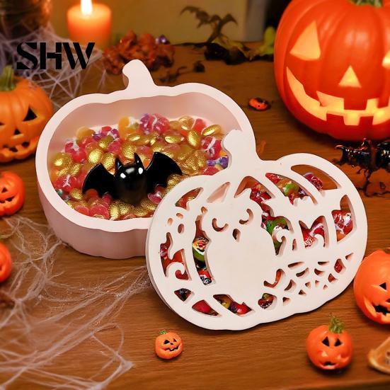 Easy Demoulding Silicone Molds 1 Set Halloween Pumpkin Lampshade Mold, DIY Hollow Ambient Mold Box Gypsum Cement Epoxy Resin Casting for Crafts Shaped