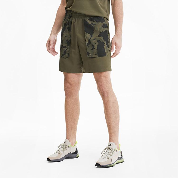 Puma X First Mile Camo Running Shorts Men Bottoms Brown-Olive 519027-02
