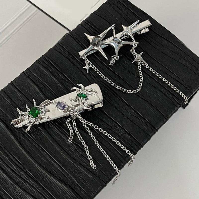 Non-slip Hair Clip for Girls Hair Barrettes for Hot Girl Gothic Duckbills Spider/Star Shape Y2k Hot Girls Hair Pin