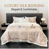Floral Print Washable Silk Ice Silk Summer Cooling Quilt 3/4 Piece Bedding Set Lightweight Breathable for Single Double Bed Air Conditioner Rooms