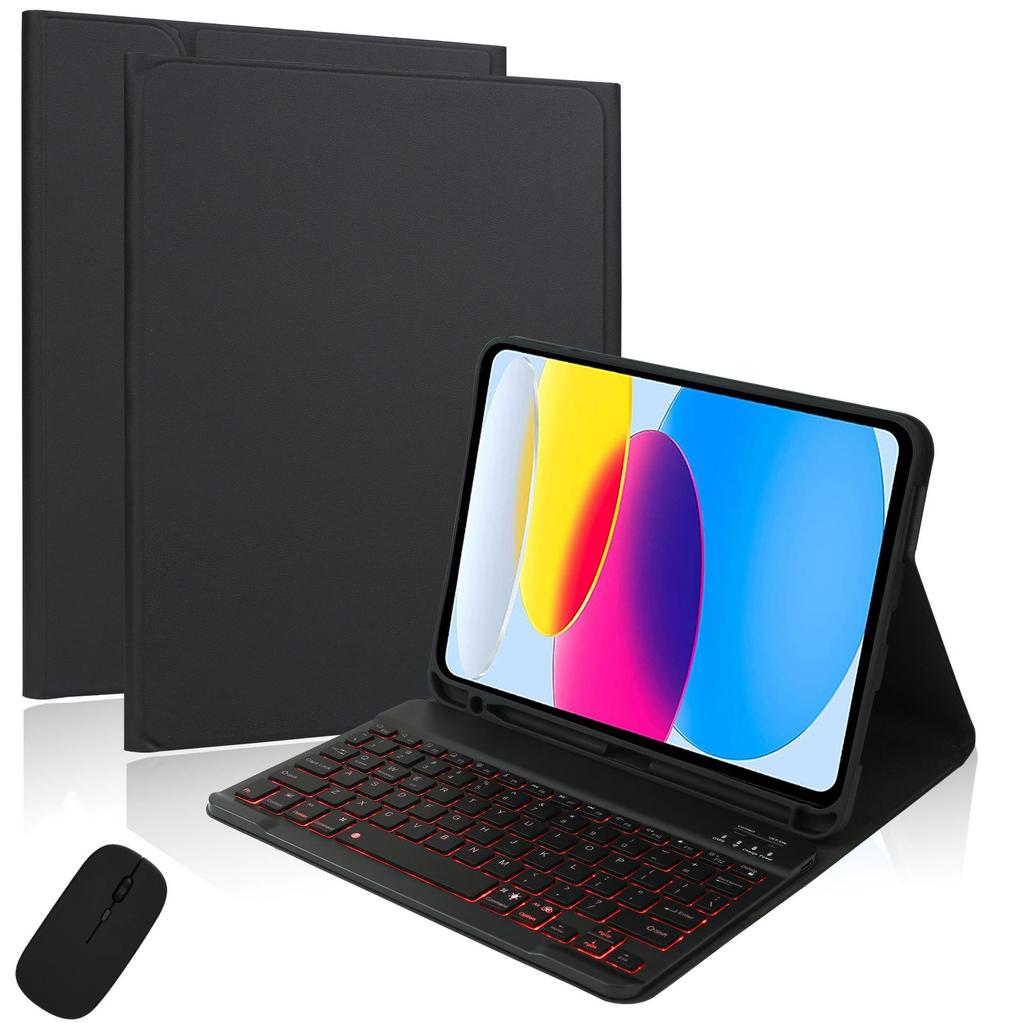 iPad 10.9" 9th Gen Magnetic Leather Case with Seven-Color Backlit Bluetooth Keyboard