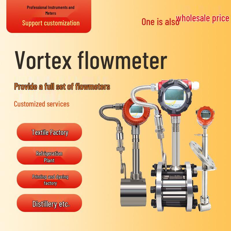 Gas Pipeline Vortex Flowmeter with Threaded Flange Connection, Temperature & Pressure Compensation, DN20