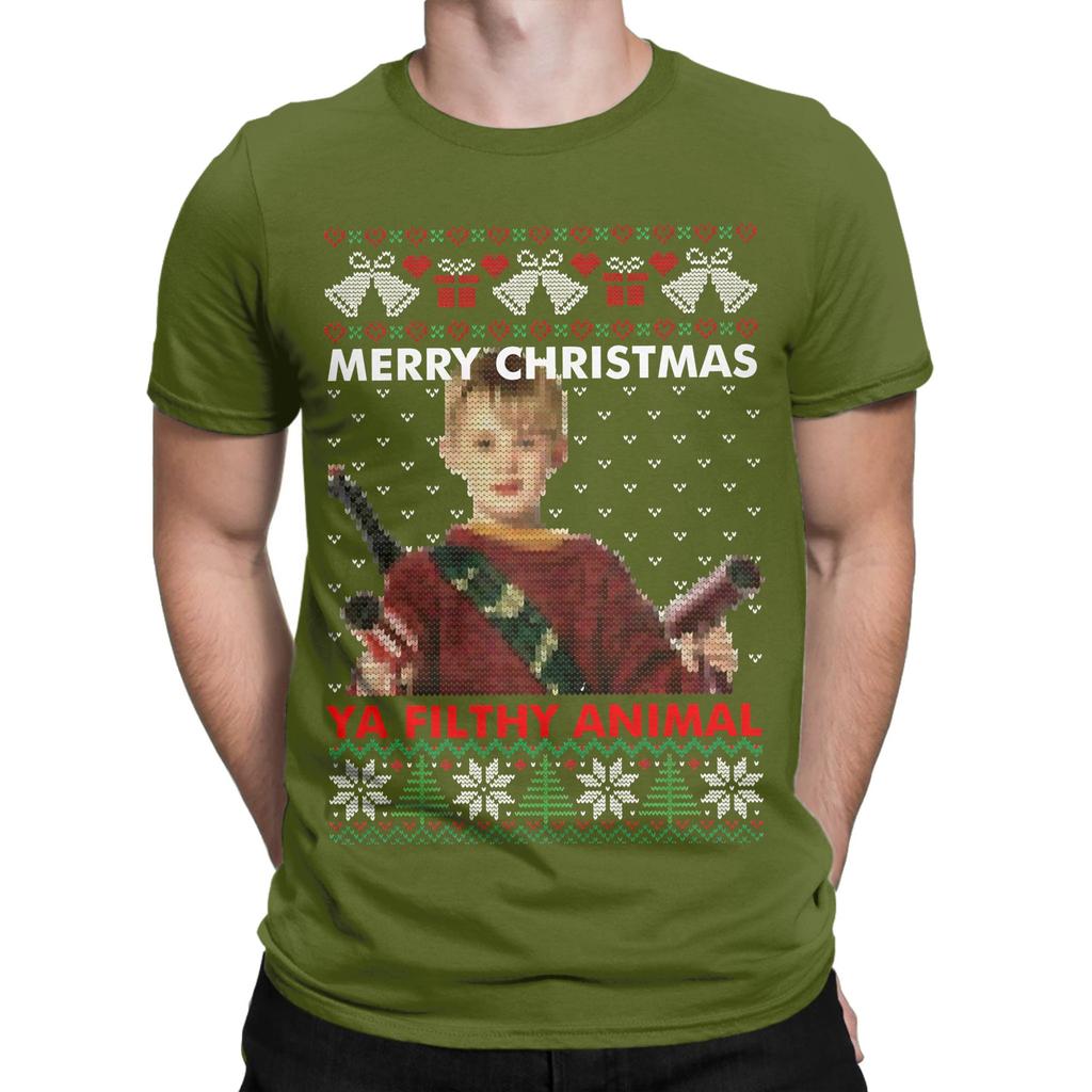 Kevin Merry Christmas Ya Filthy Animal Knitted Novelty 100 Cotton Tshirt Home Alone Tops Tees For Unisex