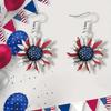 American Independence Day Red-White-Blue Striped Acrylic Star Earrings.