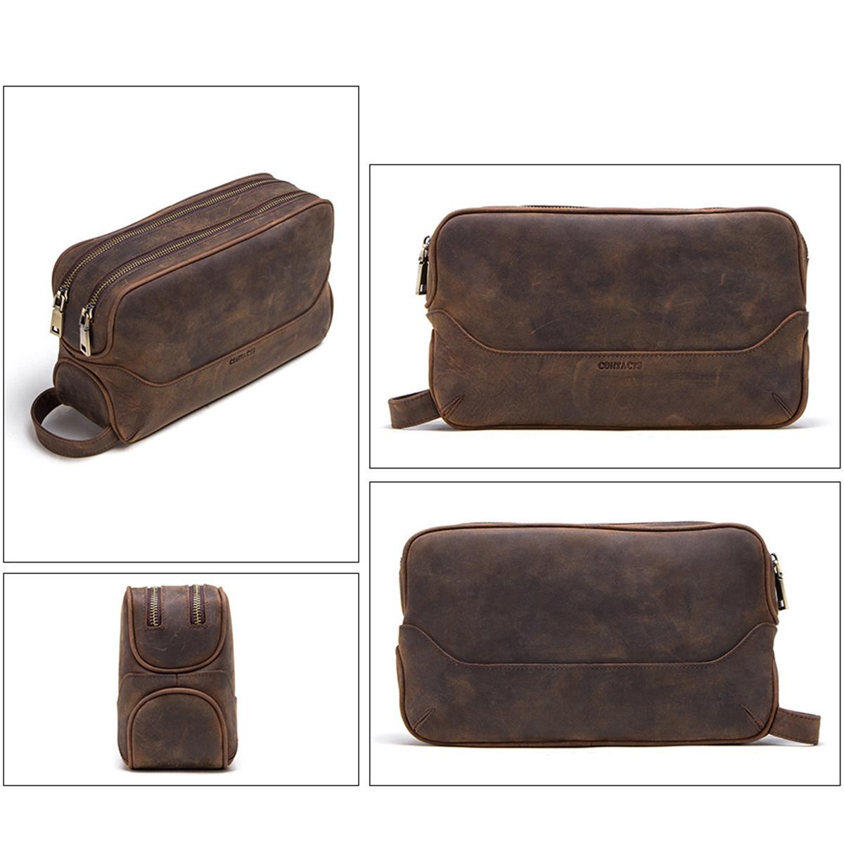 CONTACT S Crazy Horse Мужская косметичка из коровьей кожи чёрный — фото 6