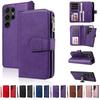 Suitable for Samsung S24 Mobile Phone Leather Case iPhone15 Solid Color Zipper Magnetic Suction Two-in-one Multi-function Wallet Case
