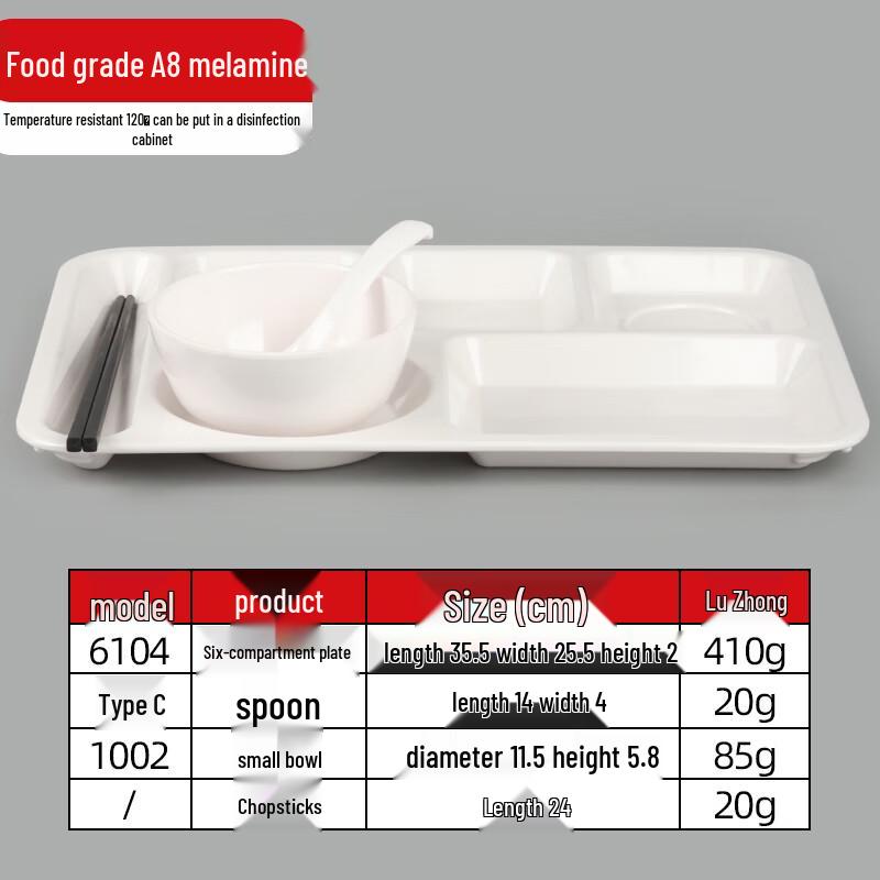 Melamine Rectangular Divided Canteen Plate