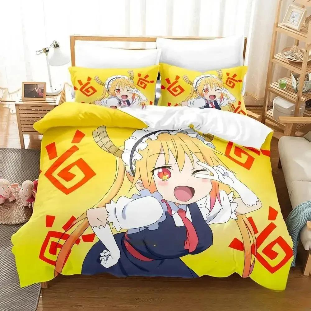 3DAnime Miss Kobayashi's Dragon Maid Set Letto Copripiumino Set Letto Copripiumino Federa Piumino King Queen Size Ragazzi Adulti