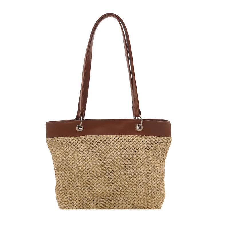 Retro Woven Bag Women's 2025 New Trendy Summer Fashion Tote Bag Vacation Style Large Capacity Straw Bag
