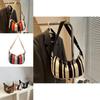 Fashionable Casual Striped Canvas Shoulder Bag For Everyday Use With Ample Space