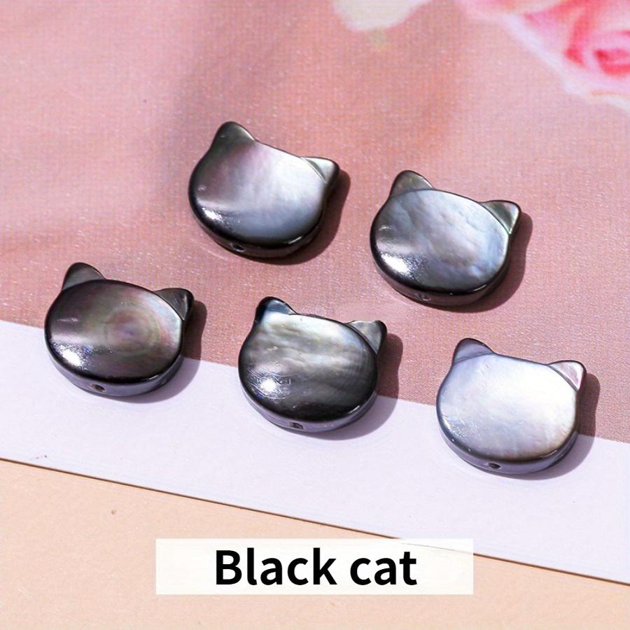 5PCS Black and White Butterfly Shell Cat Head Cute Cat Carving Diy Accessories Earrings Studs Earrings Bracelet Necklace Accessories