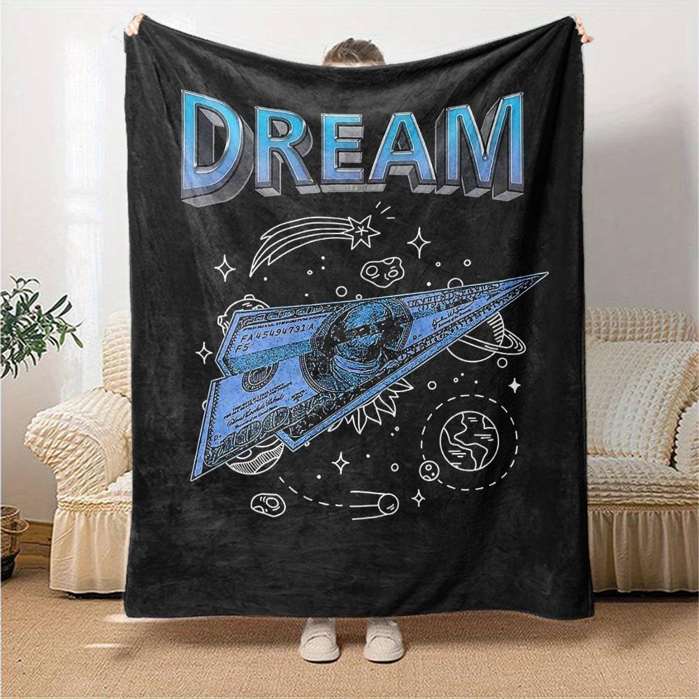 1pc Dream Money Soft Flannel All Season Throw for Home, Office, Outdoor UseDurable Comfort Soft Warm Throw for Home