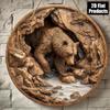 Brown Bear 8x8 Inch Round Wood Sign Rustic Wall Art For Bar Kitchen Office Halloween Christmas Gift