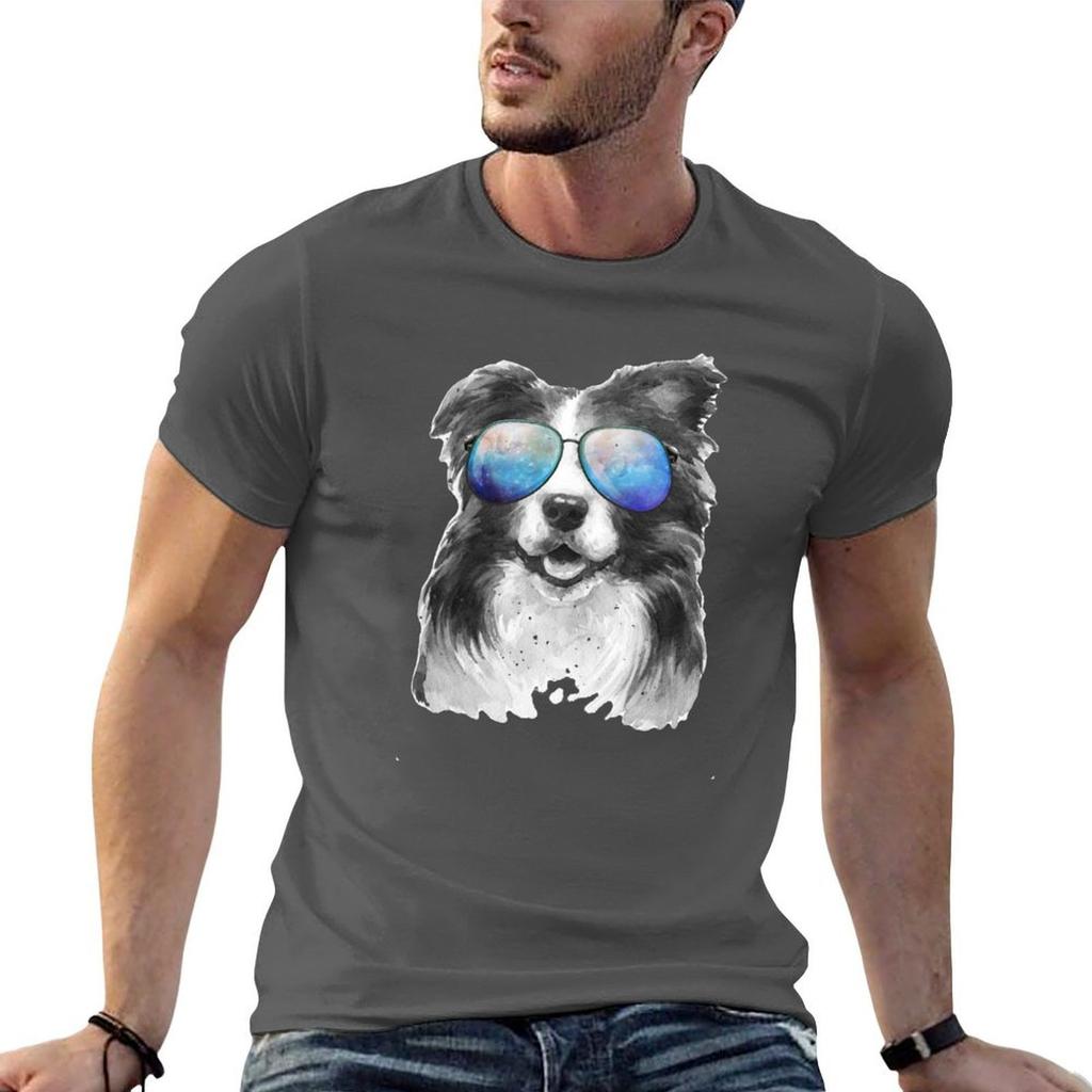 Retro Vintage Border Collie Galaxy Universe Hipster Funny Sheepdog Border Collie Lover Gift TShirt