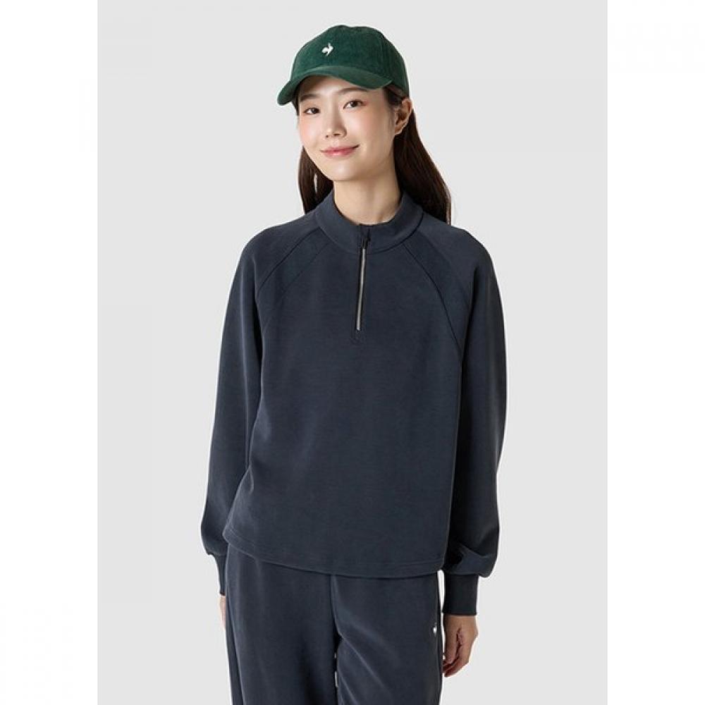 Le Coq Sportif Women Loose Fit Half Zip Sand Washing Qq322ofs84 BEG BEG/95 L