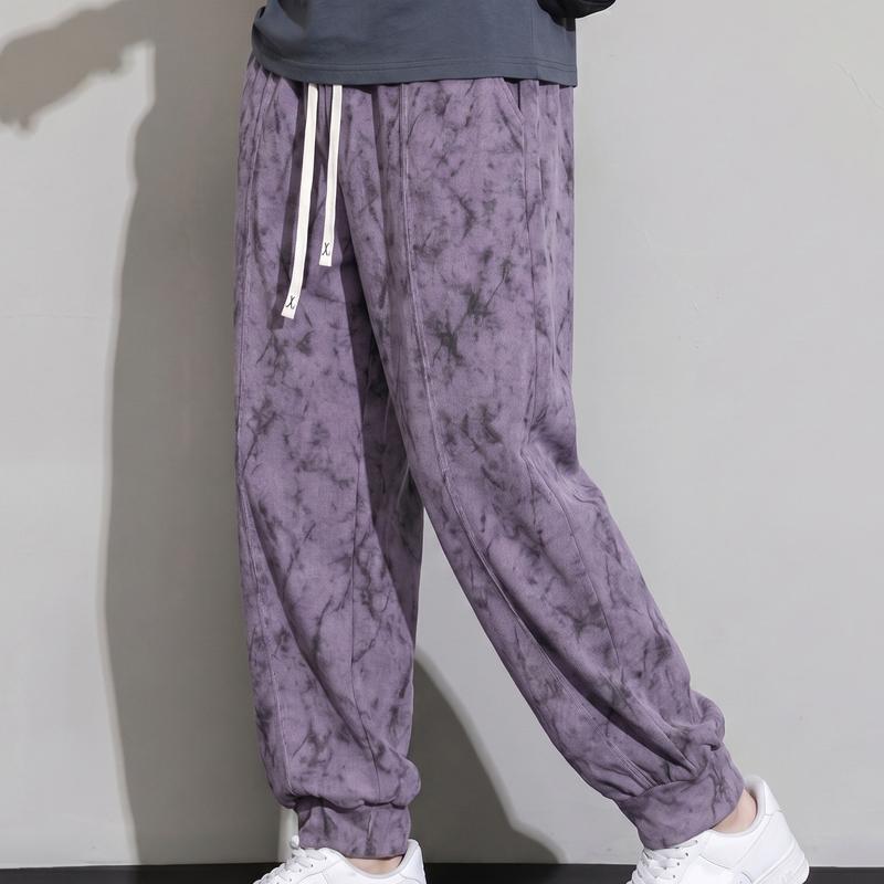 Men's Plus Size Tie-Dye Jogger Pants, Elastic Waist Casual Summer Trousers (4XL-10XL)