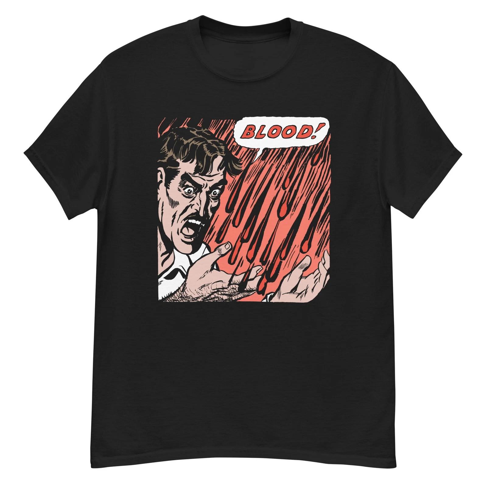 Vintage horror comic panel of raining blood t-shirt 4XL