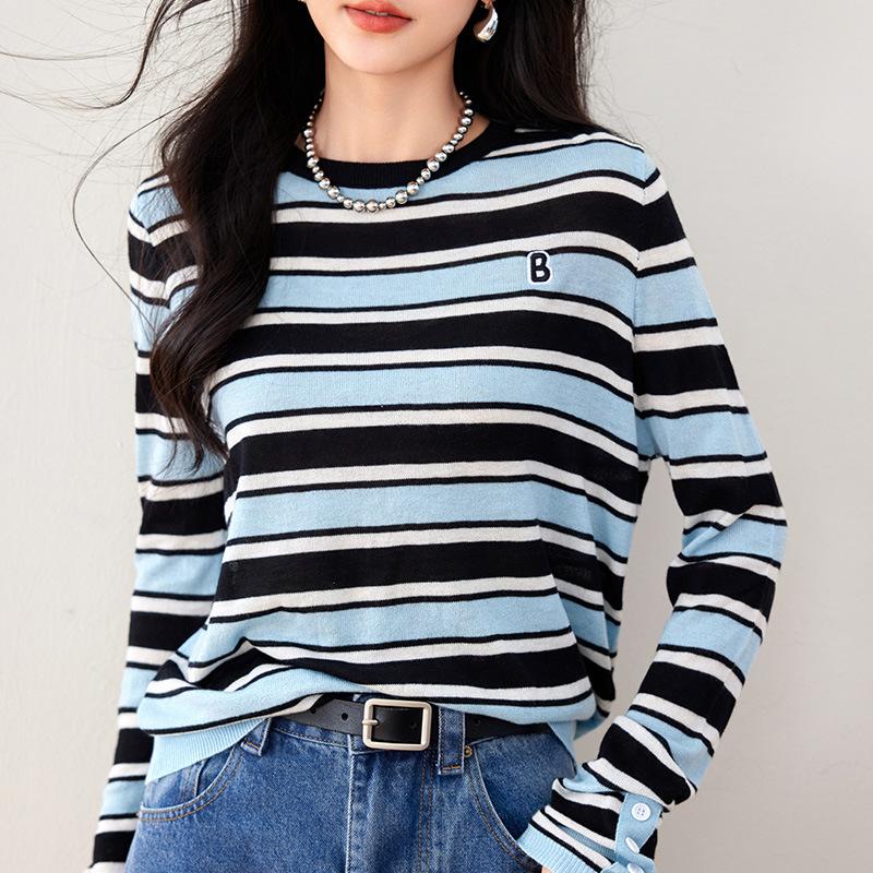 Women's Autumn/Winter Retro Clashing Stripe Knit Top