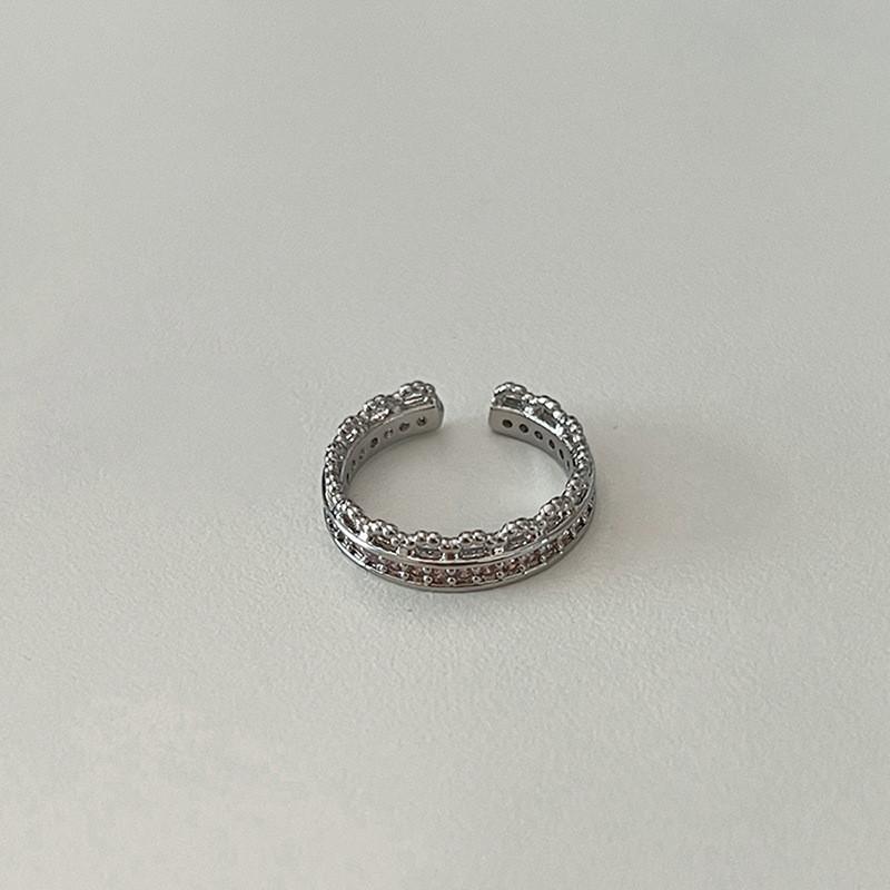 Geometric Trendy Pink Heart Adjustable Ring For Women Fashionable Distinctive Accessory Copper