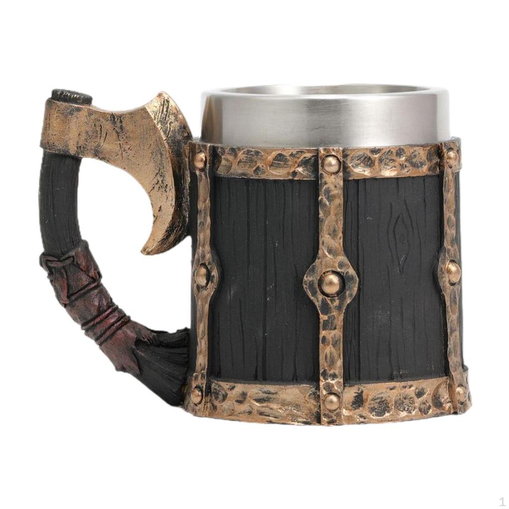 Barrel Cup Made of Resin And Stainless Steel with Ergonomic Handle for Gift Home Decor, Camping,