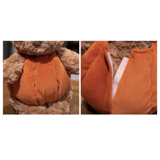 Cute Black Bear Doll with Pumpkin Clothes Earphone & Cloak Eggplant Stuffed