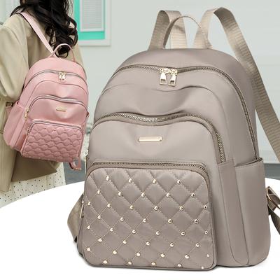 Rivet Decoration Large Capacity Women's Travel Backpack Brand Designer Nylon Fabric Shoulder Bag Fashion Leisure Girl School Bag