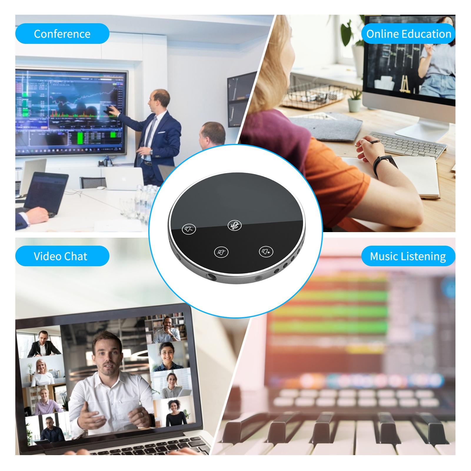 

Desktop USB Conference Speakerphone Microphone 360 degrees Omnidirectional Condenser Plug & Play PC Computer Mic with чёрный