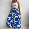 Women’s Loose Fit Printed Wide Leg Palazzo Pants with Elastic Waistband and Flowing Skirt Style Comfortable Design