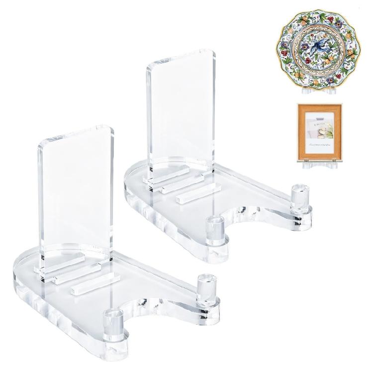 2Pcs Clear Acrylic Stand Adjustable Desktop Book Display Stand for Display Decorative Plates Album Artwork Picture Frame