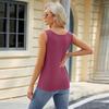 2025 New Women's Round Neck Button Detail Solid Color Casual Sleeveless Tank Top for Everyday Layering