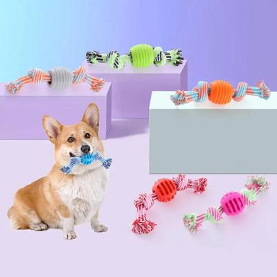 Pet Dog Toy Cotton Rope Double Knot Ball Bite Resistant Tooth Cleaning Toy Ball Pet Supplies