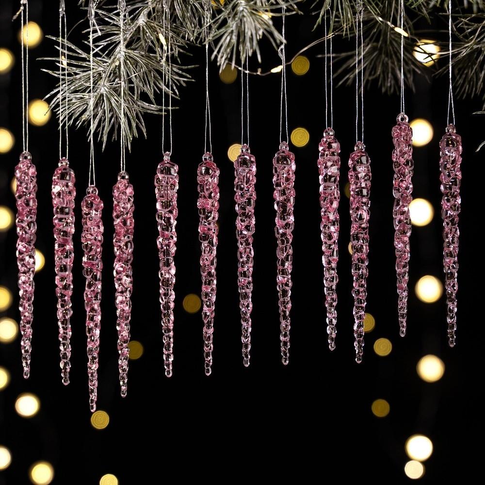 12 Stück Kristallklare Eiszapfen Dekorationen Acryl Party Feiertagsdeko Weihnachtsbaumschmuck