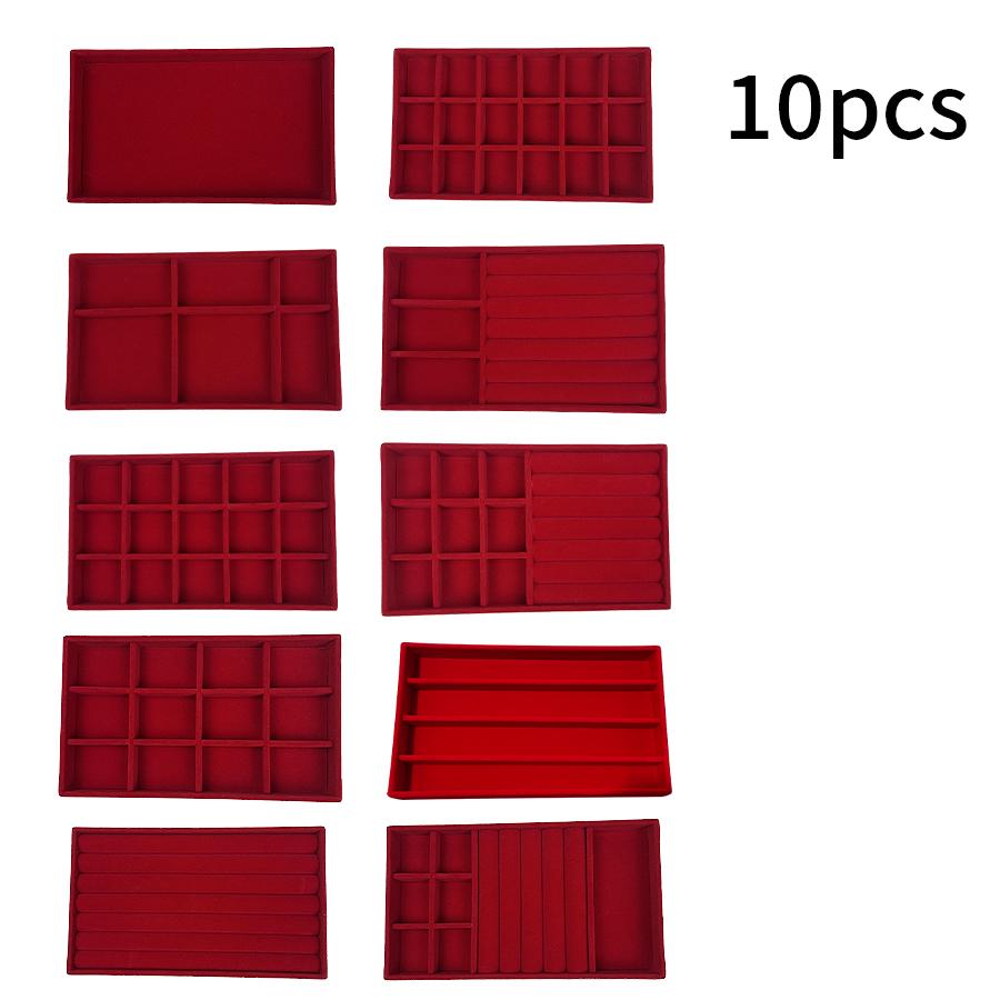 1 zestaw, (w tym 8 szt.) flokowane pudełko na biżuterię tacka na biżuterię