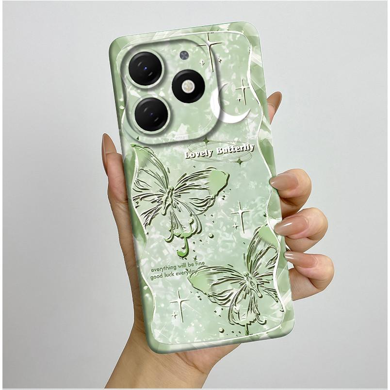 Für tecno Spark go 2024 BG6 Hülle Fundas Schöne Blumen Mattes Flüssigsilikon Schutzhülle Für Tecno SparkGO 2024 Handyhüllen