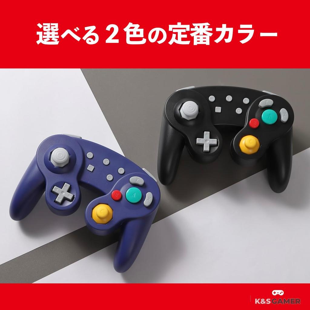 K&SGAMER Switch Pro GameCube-Style Controller (Turbo & Vibration Function) (Black)