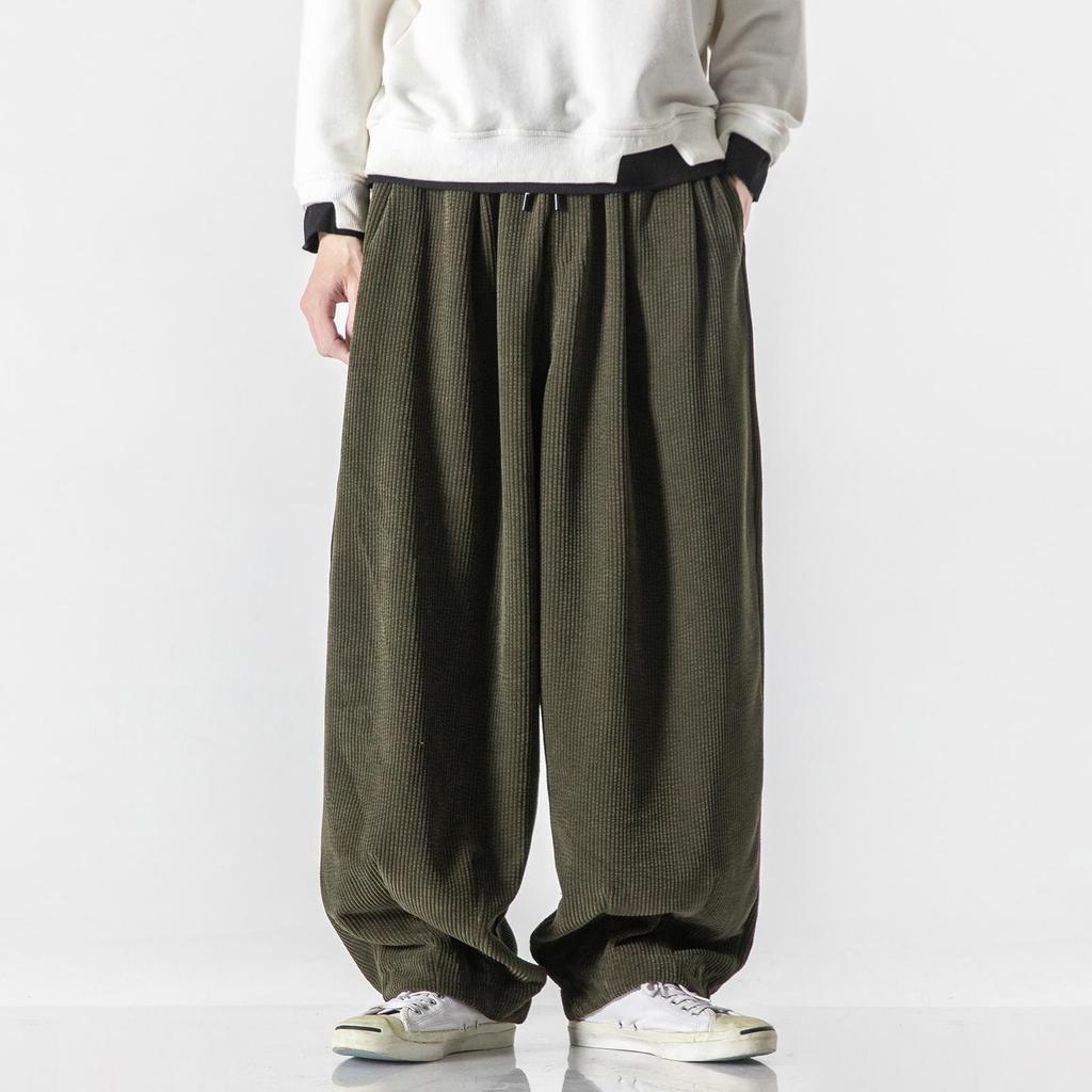 Frühling Herbst und Winter Übergröße Herren Vier Jahreszeiten Flachbein Hose Sportlich, Lässig Bequem Kord Samt Uni Locker Hose