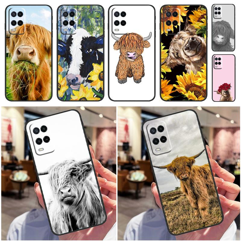 Cute Highland Cow For Oppo A74 A94 A54 A18 A38 A58 A78 A98 A40 A60 A80 A16 A76 A96 A15 A57S A17 A77 Phone Case