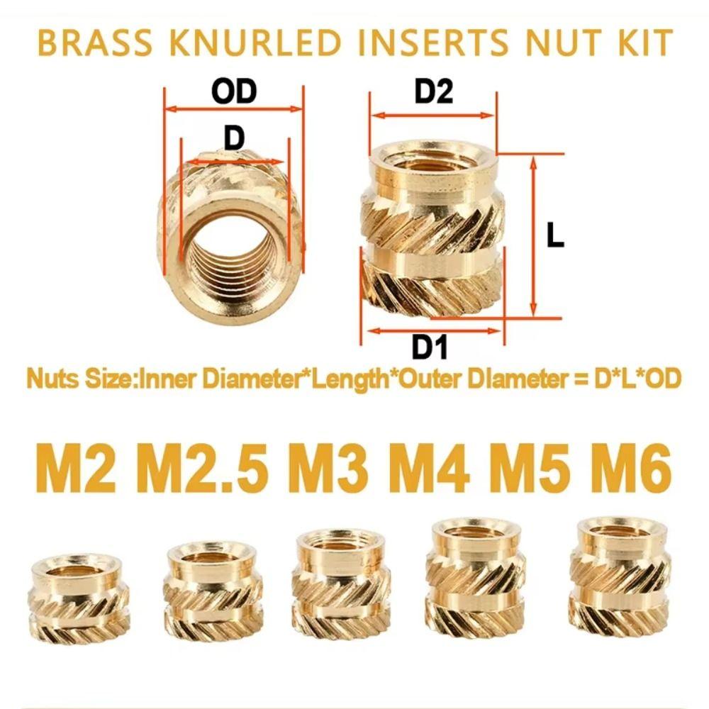 220Pcs M2 M2.5 M3 M4 M5 M6 Heat Set Insert Nuts Knurled Surface Threaded Inserts  Resin Models