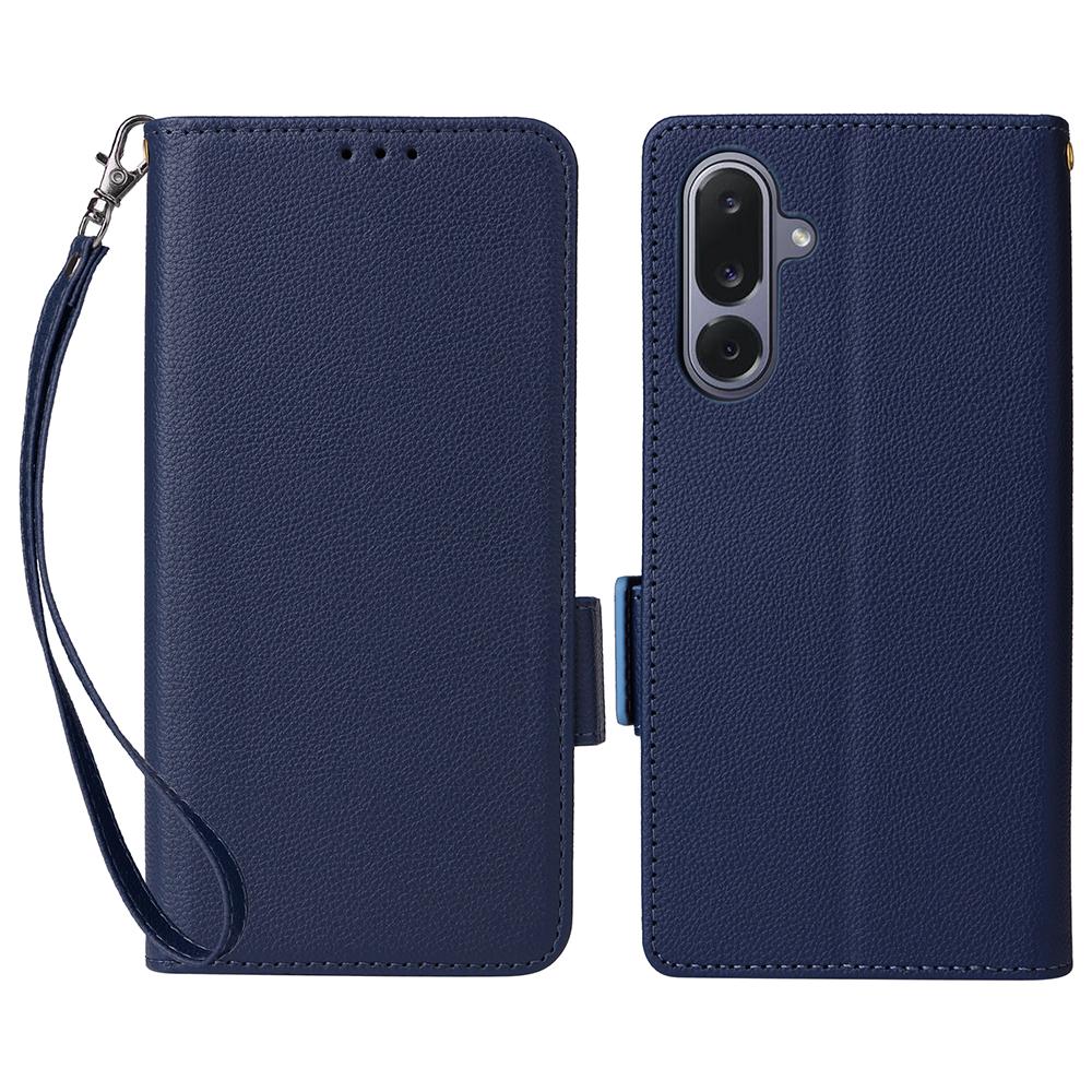 For Samsung Galaxy M36 5G Case with Wrist Strap Litchi Texture PU Leather Wallet Phone Cover