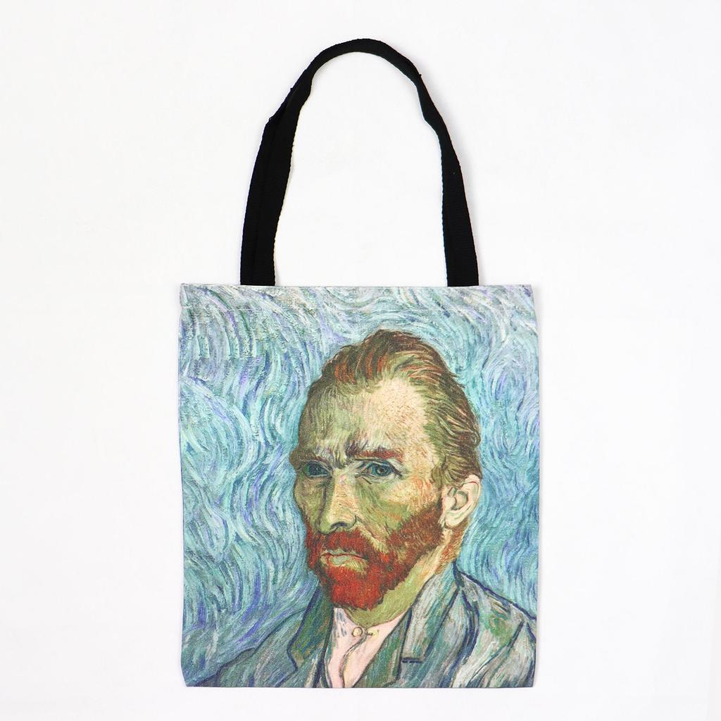 [Leinentasche] Van Gogh-Leinentasche, Ölgemälde, Sternennacht, Sonnenblumen, Aprikosenblüten, selbst Openair-Kaffeesitz-Handtasche