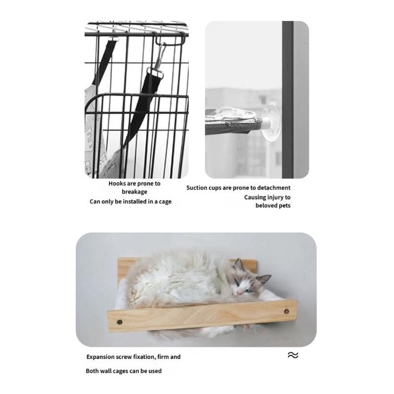 Stable Wood Wall Mounted Cats Perches for Active Cats Easyly Mount Secure Resting Bed Stability Support