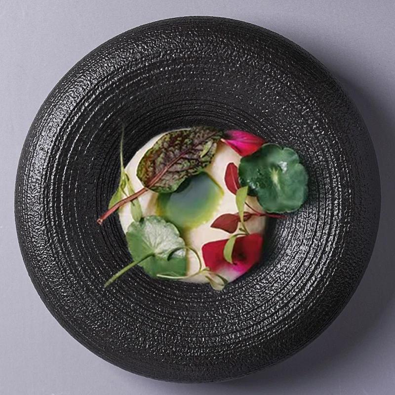 Restaurant Kunstnerisk Konsept Keramisk Servise Kreativ Vestlig Desserttallerken Fransk Tekstur Frostet Dobbel Tallerken Rund Tallerken